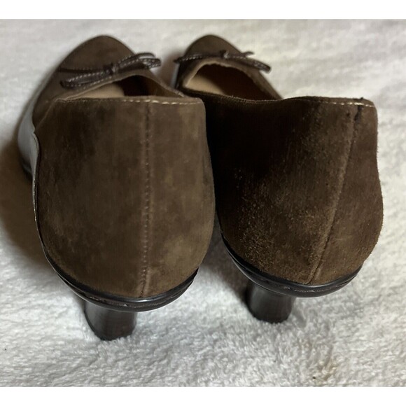 Sofft Varney Leather & Suede Size 8 1/2 Two Tone Brown Bow Pointed Toe Heel Pump - Picture 6 of 9